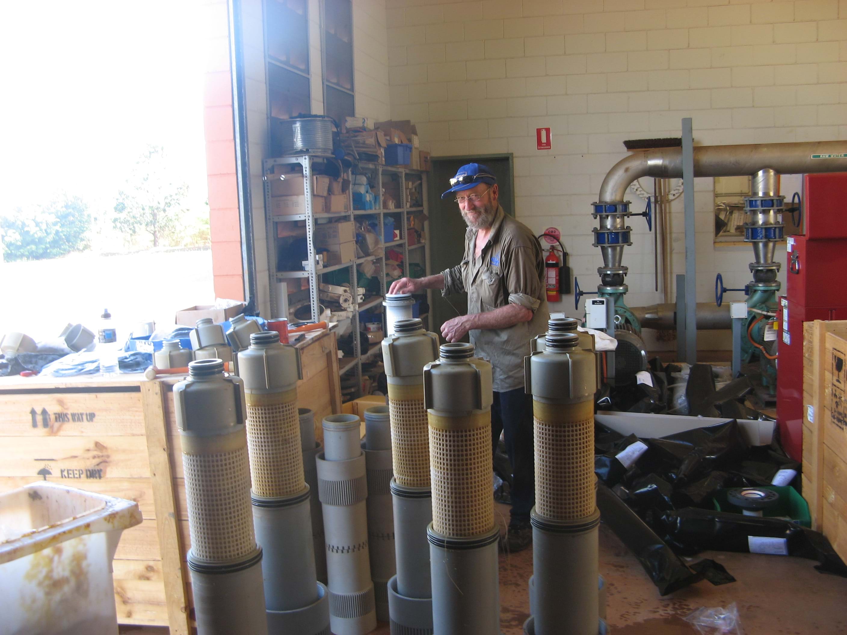 Old membranes being removed and replaced